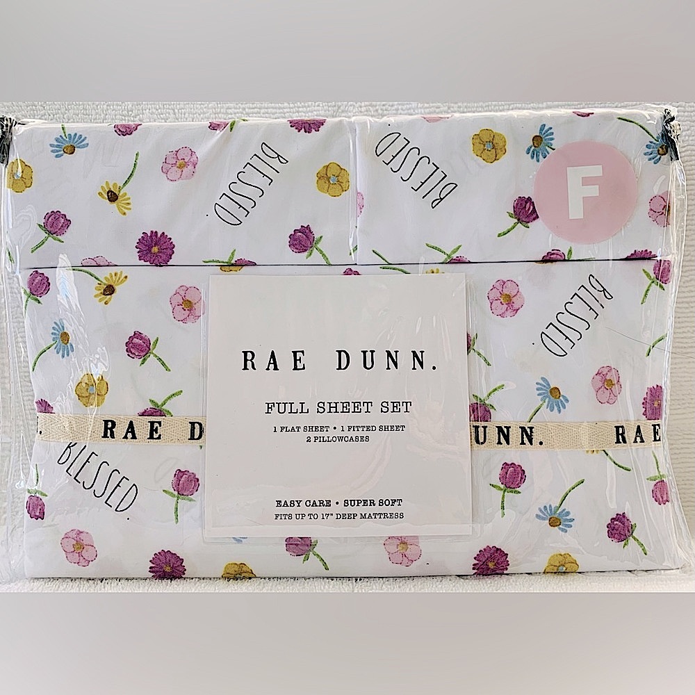 Rae Dunn BLESSED Spring Floral Sheet Set - Full